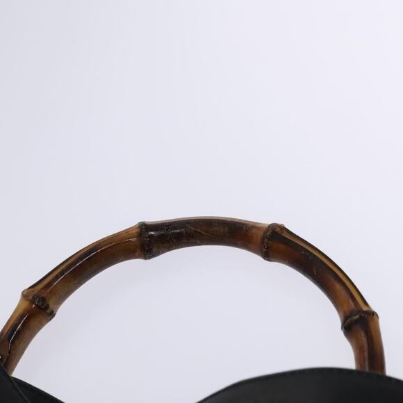 GUCCI Bamboo Hand Bag Leather Black Gold 001 001 - Picture 8 of 16